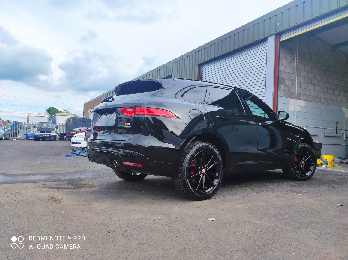 Paint correction on a black Jaguar