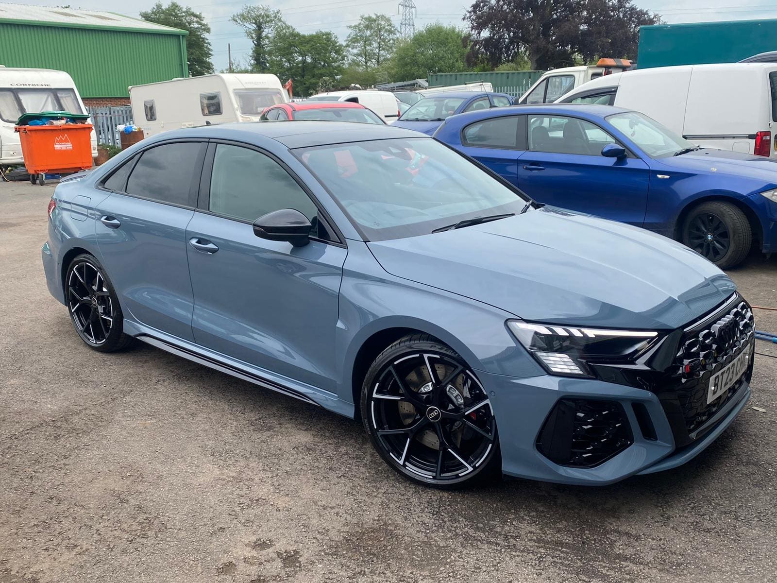 Ceramic coating on a grey Audi